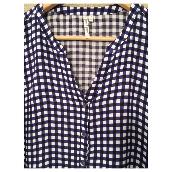 SOLD Grand & Greene Blue & white checkered Blouse - Picture 4 of 7